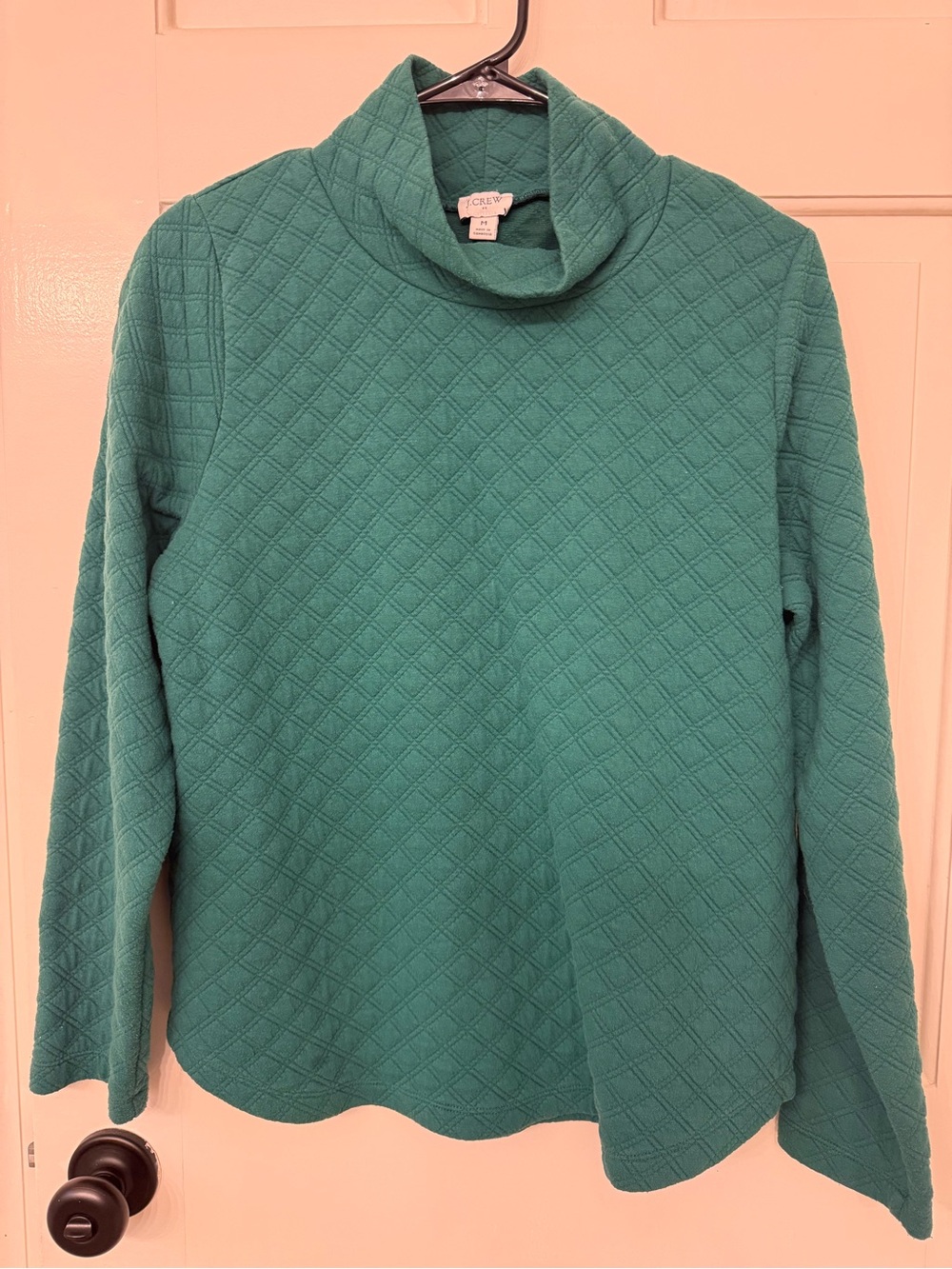 J. Crew Quilted Turtleneck Sweater in Green